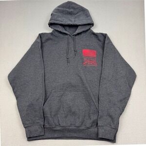 Grunt Style Mens Large Gray Hoodie American Flag Graphic Sweatshirt Military USA